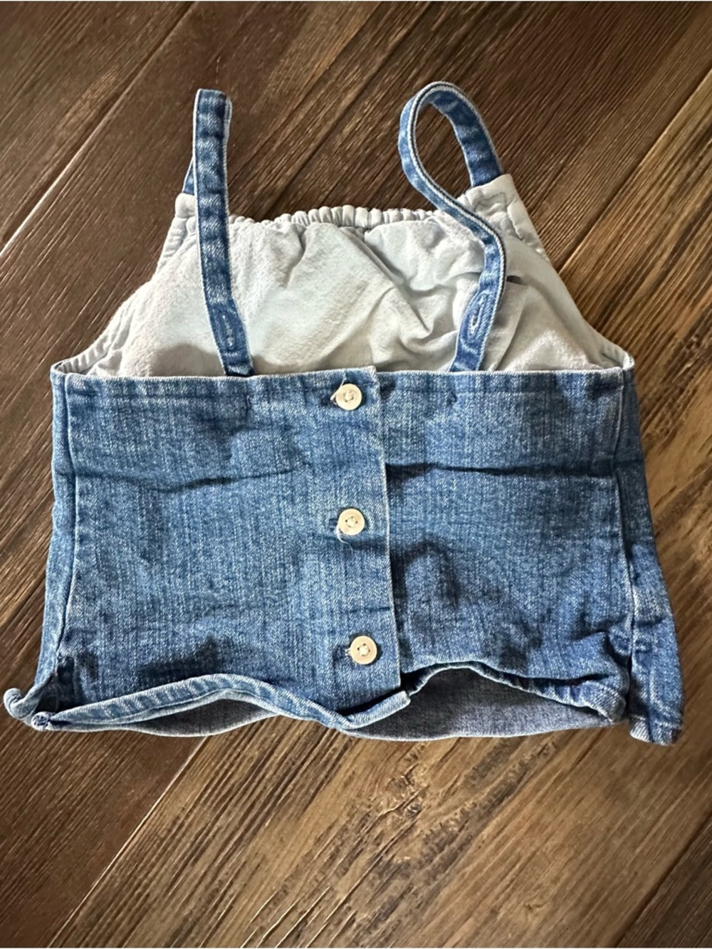 Baby GAP denim jean summer halter top buttons down back adjustable straps 6-12 m